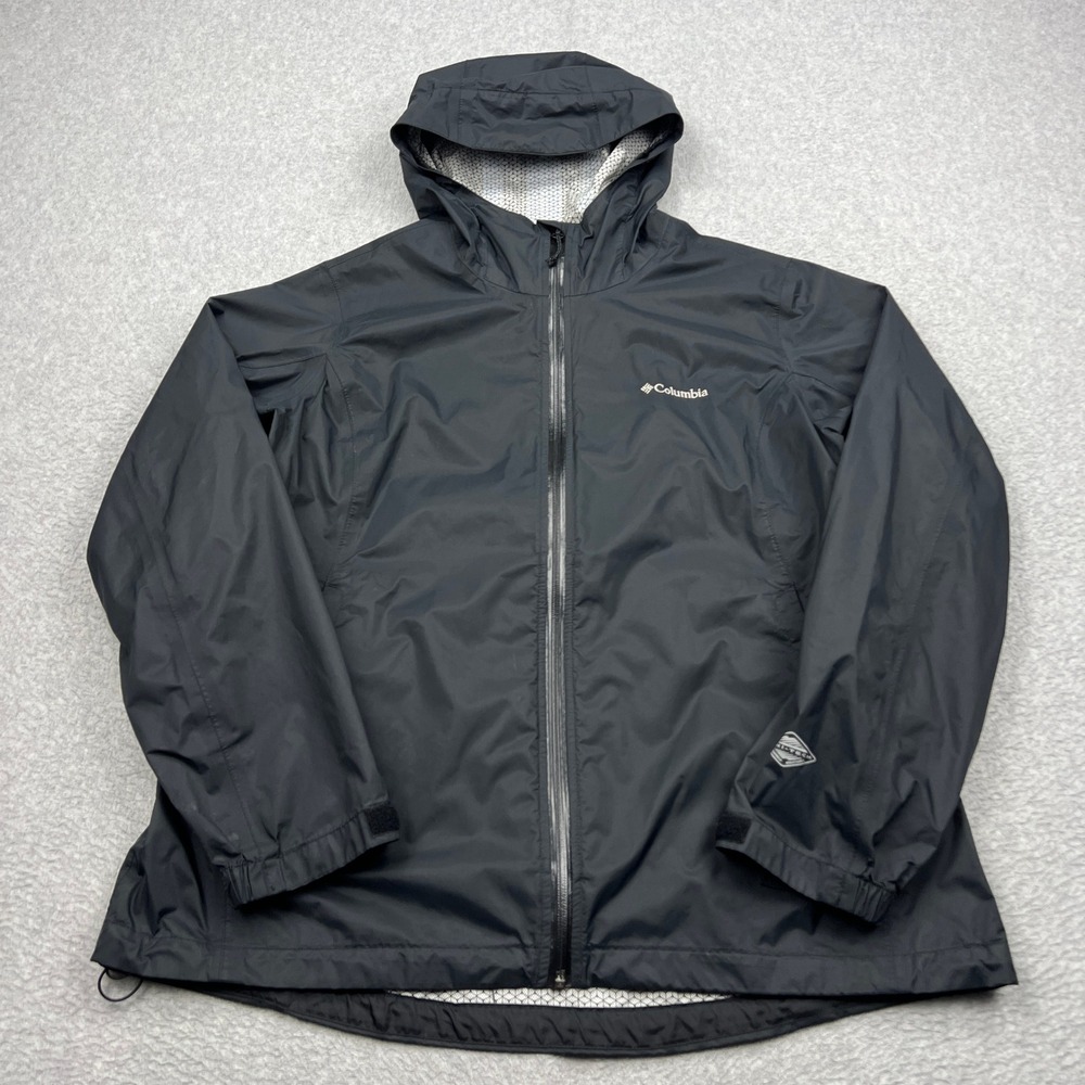 Columbia Evapouration Jacket Women XL Black Omni-Tech Waterproof Rain Coat Shell